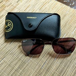 RAY-BAN SUNGLASSES! 
Frame Color: Brown
Lens Color: Polar Dark Violet